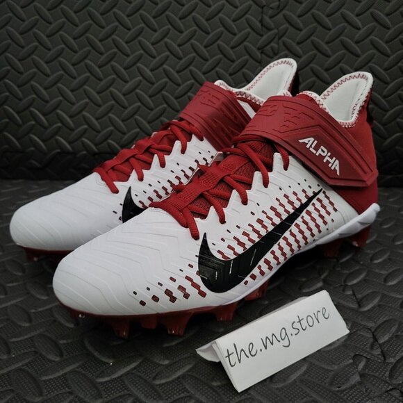 Nike Alpha Menace Pro 2 Mid Football Cleats White/Red BV3945-106 Men's 12.5 NWOB - Picture 2 of 6